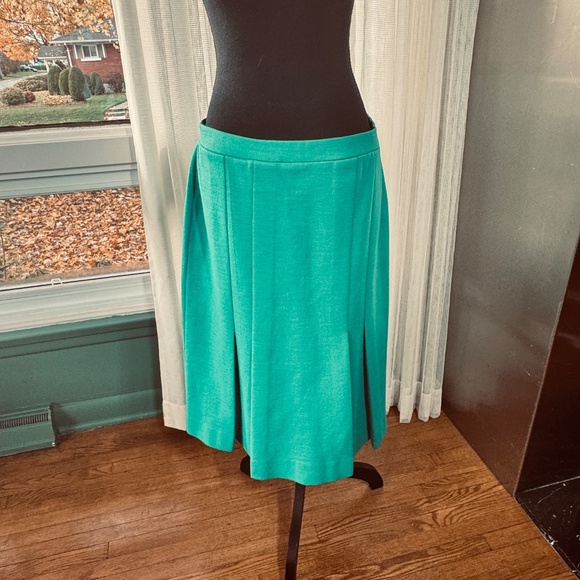 Vintage 80s set, oversized cardigan & front pleated skirt, jade green, 8/10 (M) - Picture 14 of 16